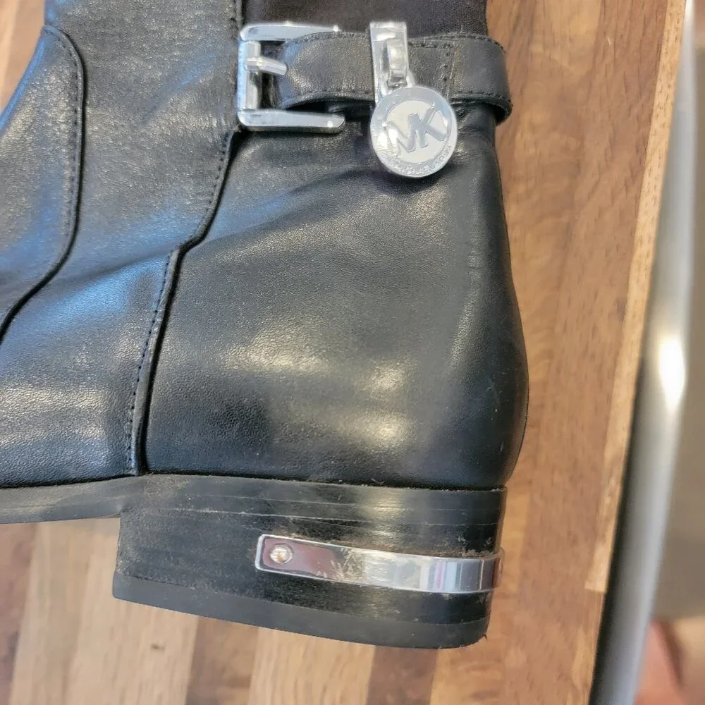MICHAEL KORS Hamilton Stretch Leather Boots Size 6M Tall Riding Zip